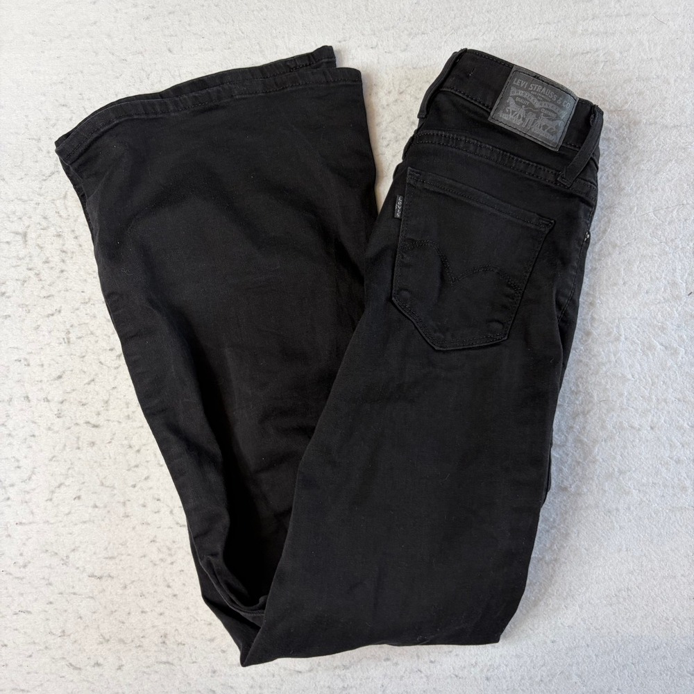 Levi's 318 Shaping Wide Leg Jeans Womens 24 Black High Rise Stretch Denim